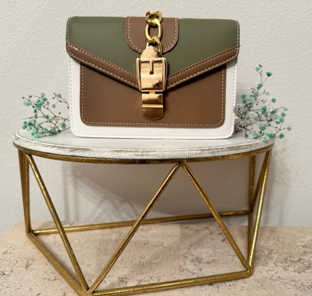 29 Green and Brown Satchel