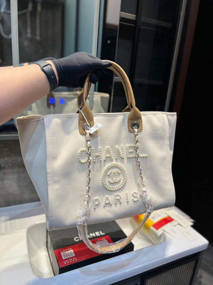 Mirror Bags- CC Cream and Pearl Tote