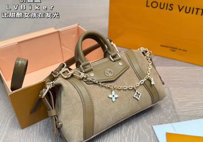Mirror Bags- Lulu Biker Suede Taupe/Brown PM
