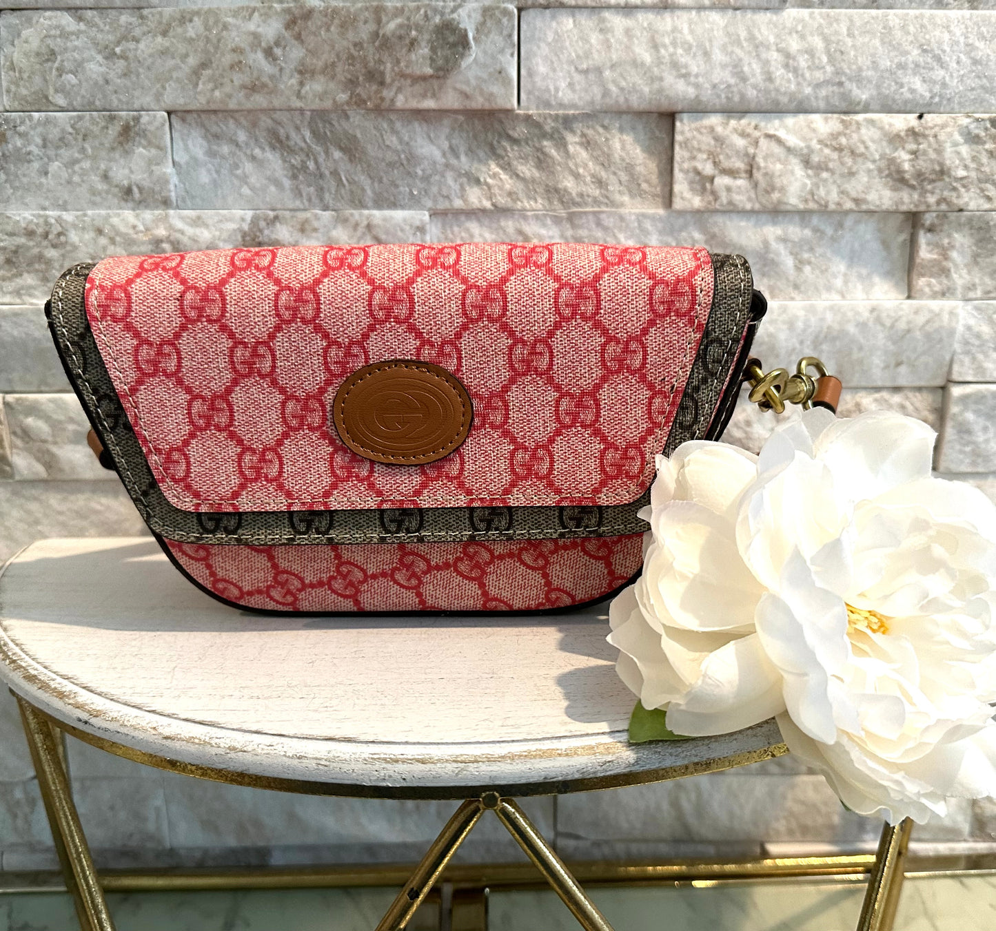 MB GG Pink and Classic Brown Crossbody Bag