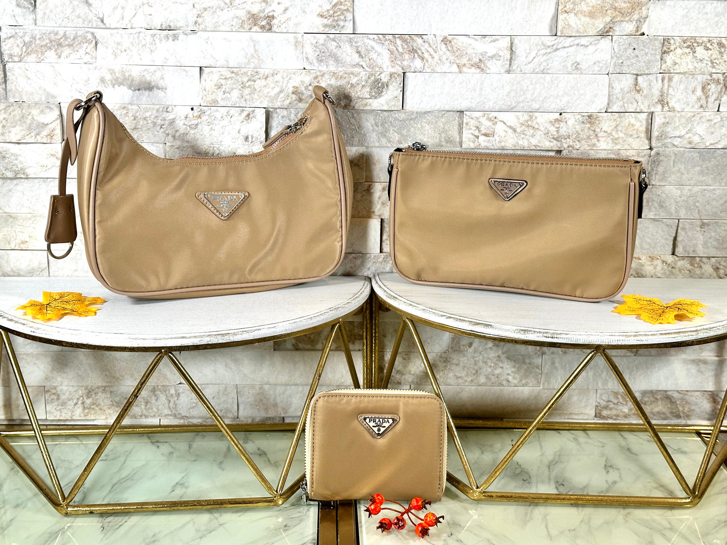 Fall New Arrivals- Mirror Bags- Champagne Pra 3 piece Set
