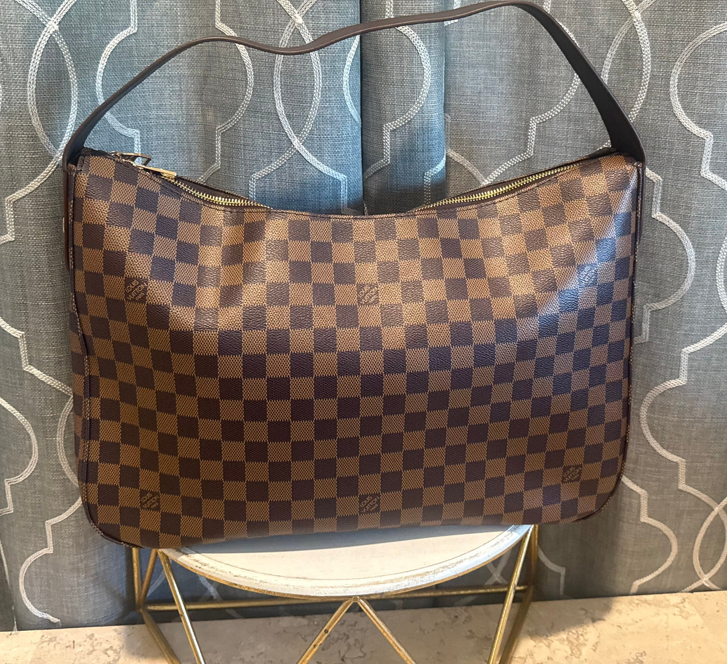 Mirror Bags- Lulu Brown Checkered Slouchy MM Bag