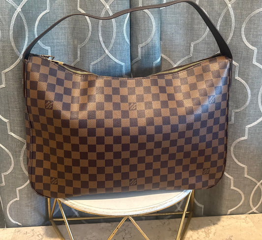 Mirror Bags- Lulu Brown Checkered Slouchy MM Bag