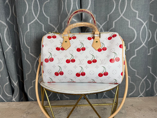 Mirror Bags- Lulu 25 Cherry Speedy White