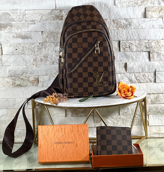 Mirror Sets- Mirror Bags- Brown Checkered Lulu Sling Set