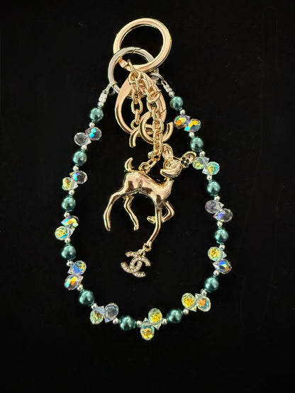 Bag Charm Custom- CC Dear (with red crystal chain or green)