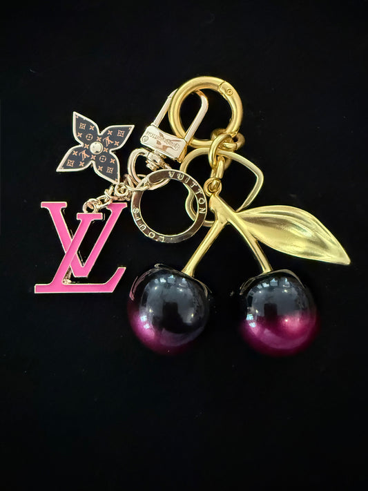 Bag Charms- Mirror Versions- - Lulu Hot Pink  Mono and Cherry