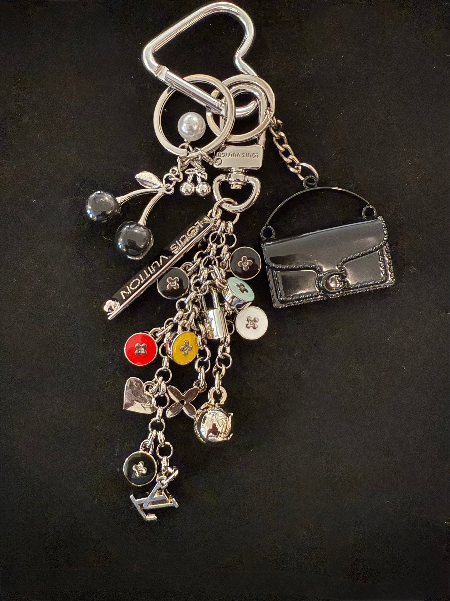 Bag Charms- Custom Mirror Versions- Lulu Black Silver