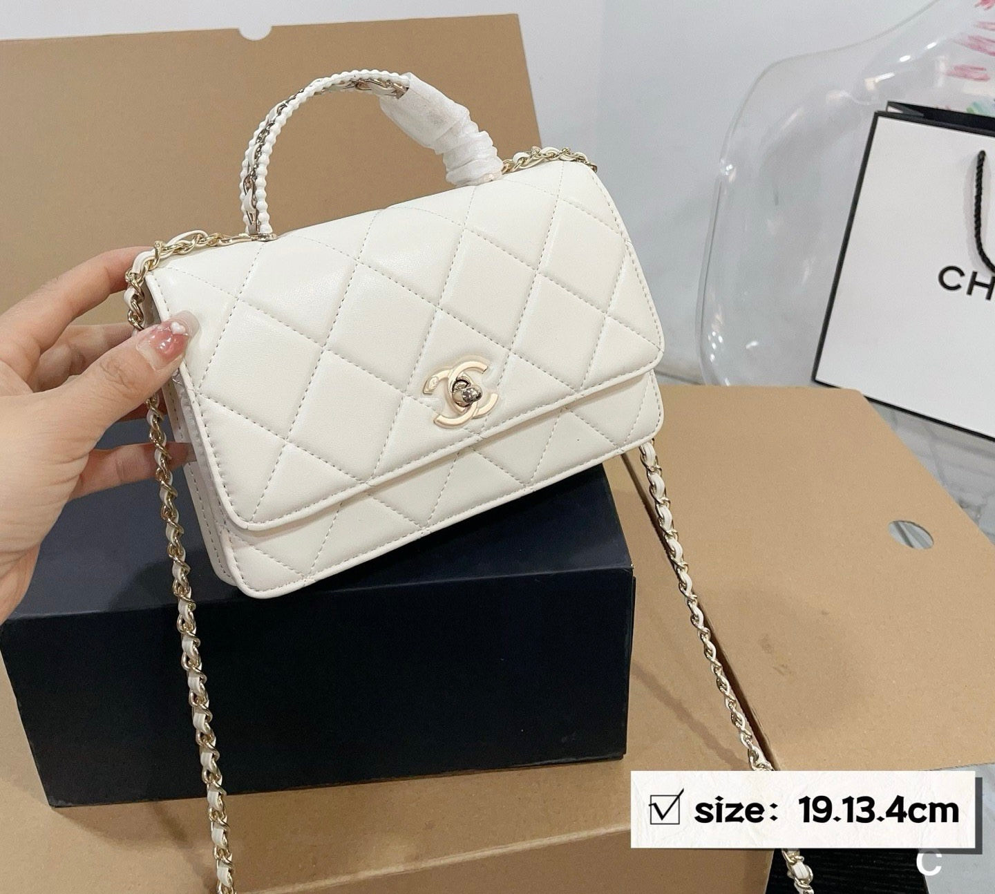 Mirror Bags- CC 19 Cream White Quilted Bag