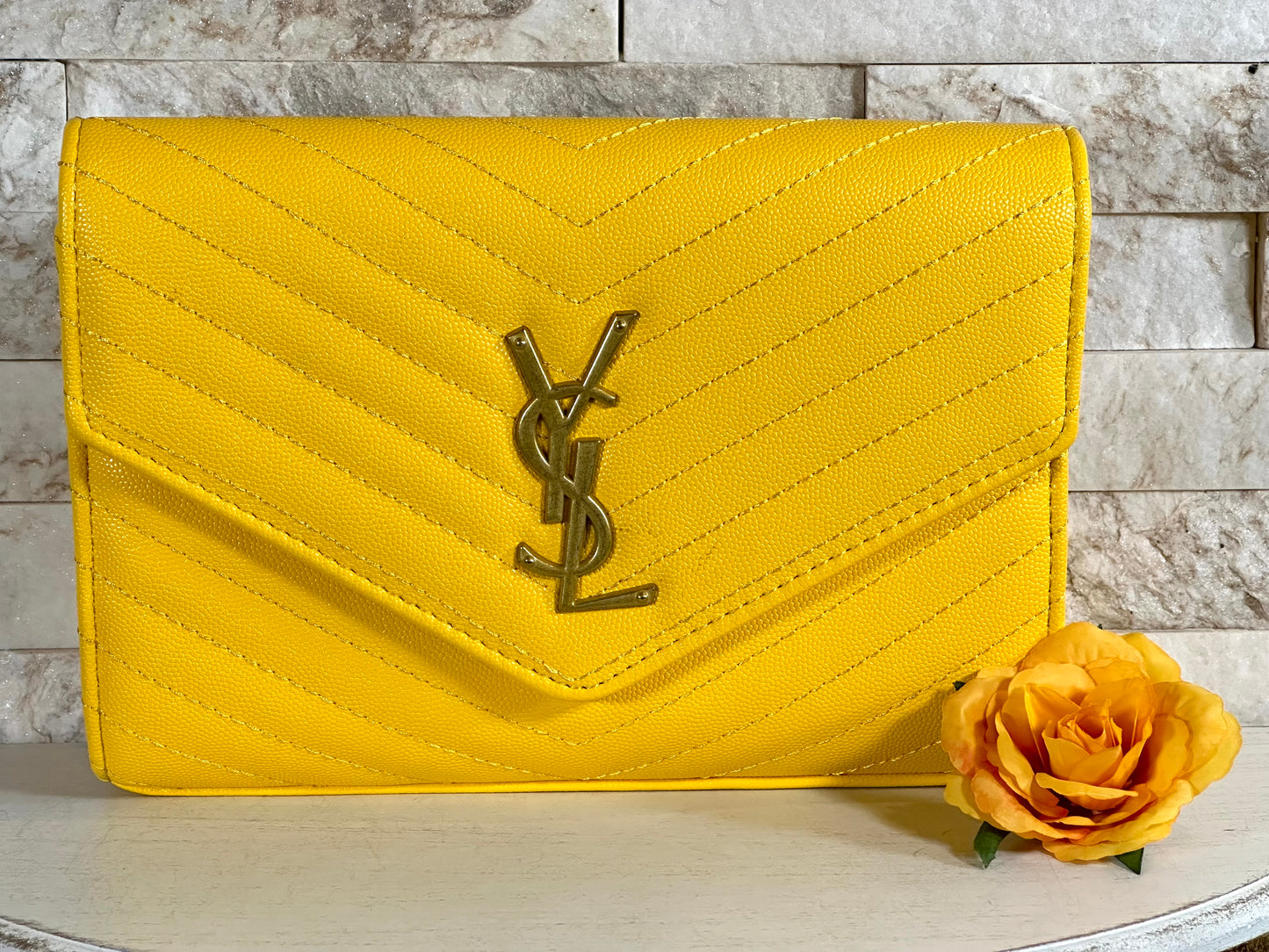 Fall New Arrivals- Mirror Bags- Yellow YS Chevon Design Bag