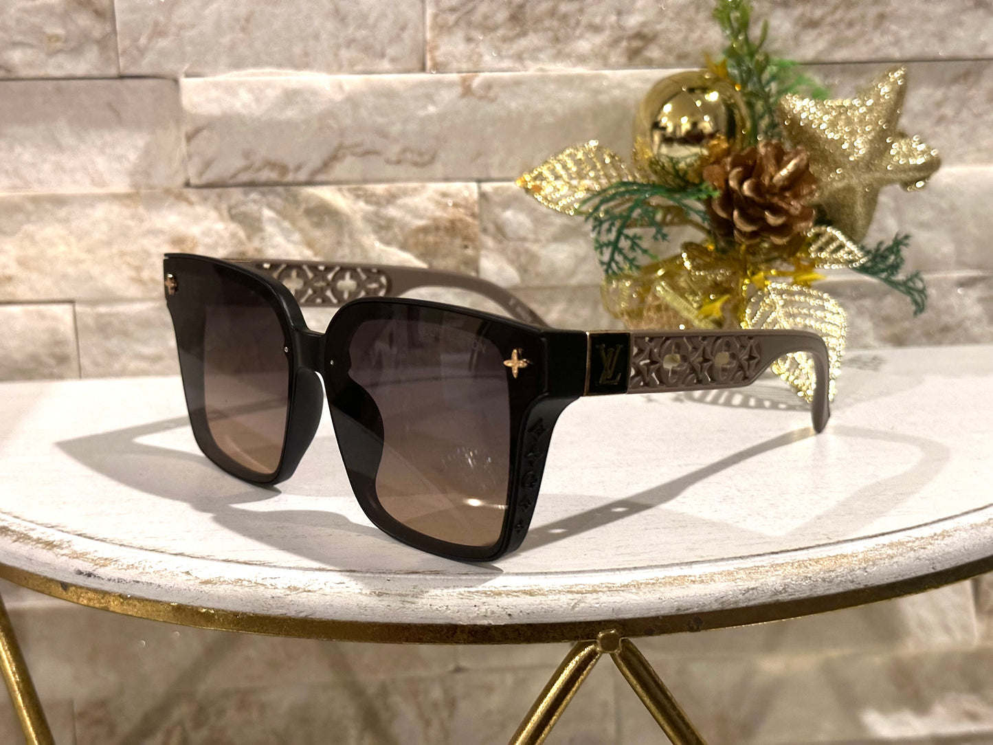 Luxury Sunglasses- Box 3- Lulu Taupe and Black Cut Out Monogram
