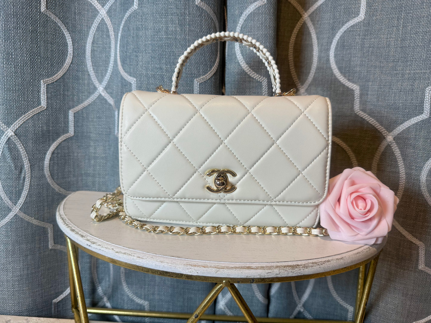 Mirror Bags- CC 19 Cream White Quilted Bag