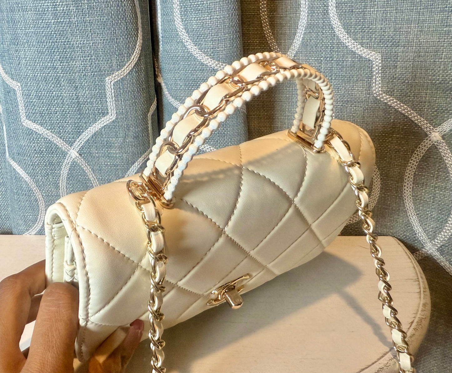 Mirror Bags- CC 19 Cream White Quilted Bag