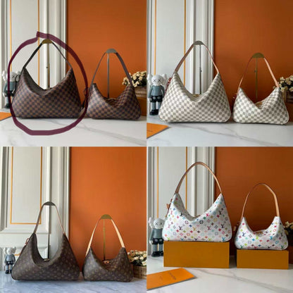 Mirror Bags- Lulu Brown Checkered Slouchy MM Bag