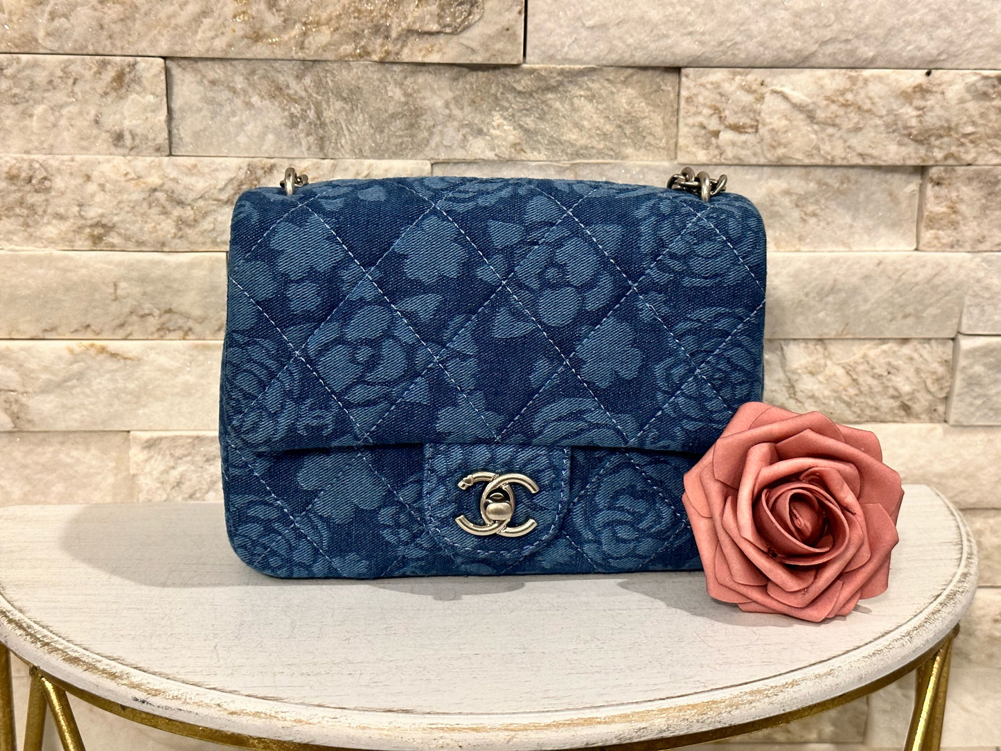 Small Blue Denim Camila Rose Bag