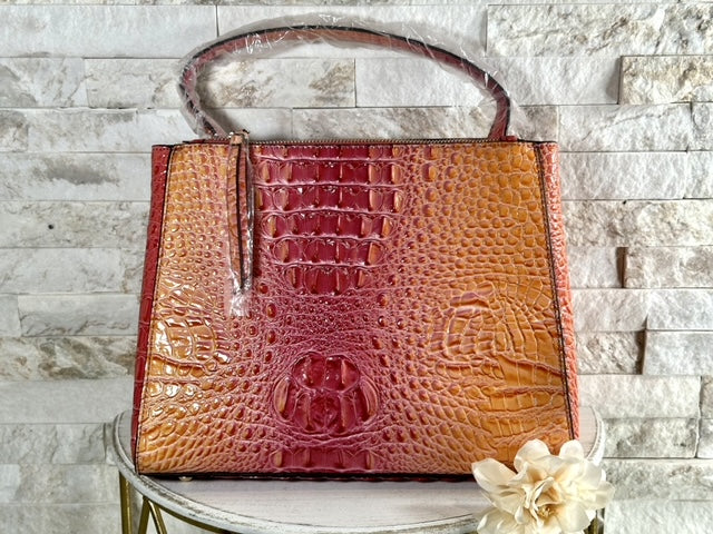 Orange and Hot Pink Croc Bag