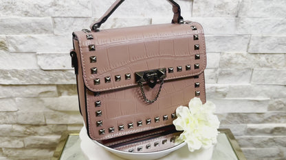 Pink Studded Croc Arm/Shoulder Bag