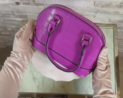 Magenta Croc Satchel Arm/Crossbody taske