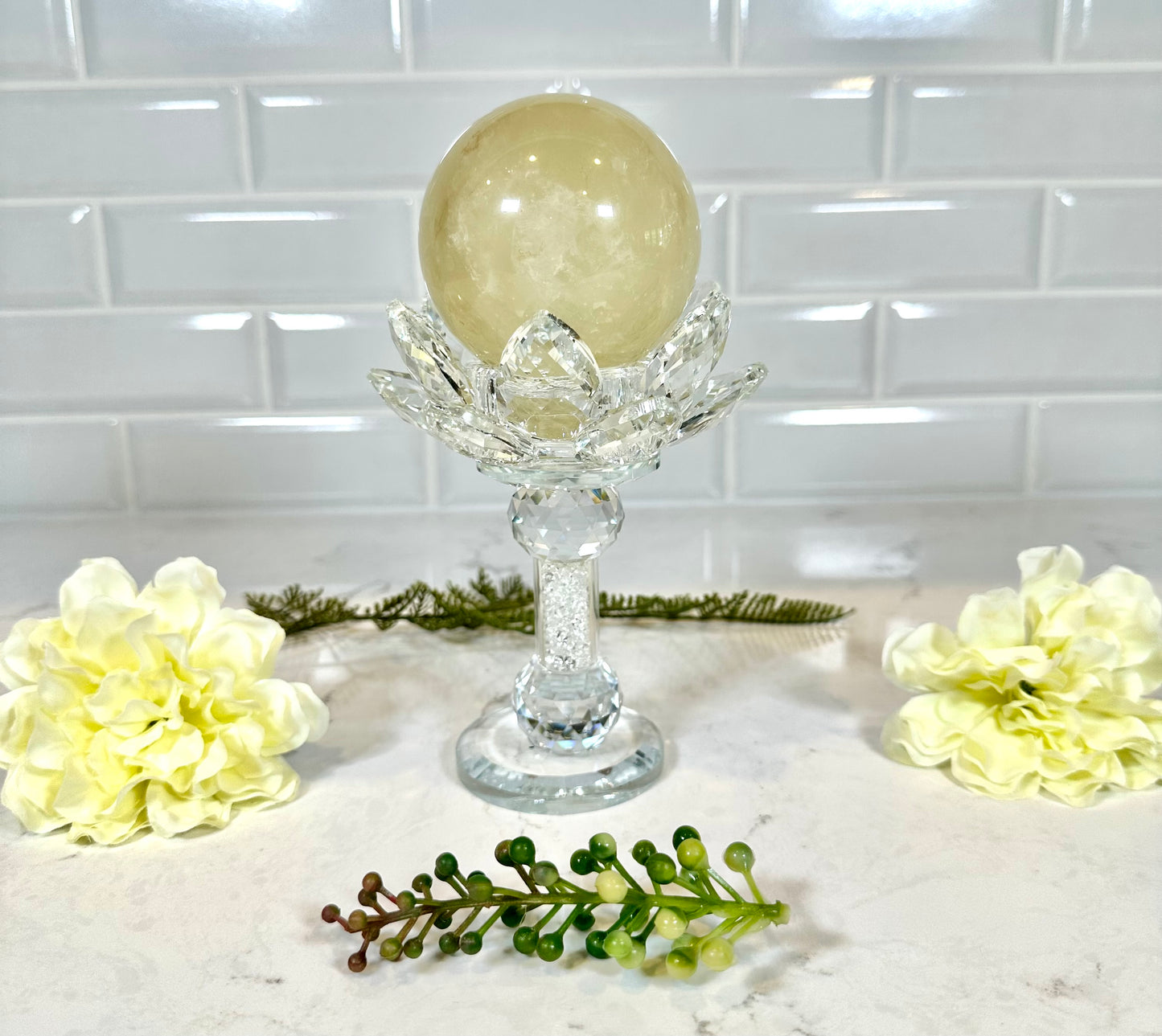 Glass Crystal Sphere and Votive Candle Holder (5 inch)
