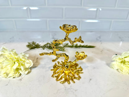 Gold Metal Tree Double Sphere Holder