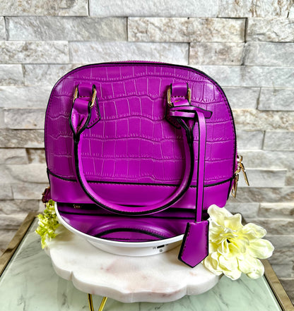 Magenta Croc Satchel Arm/Crossbody taske