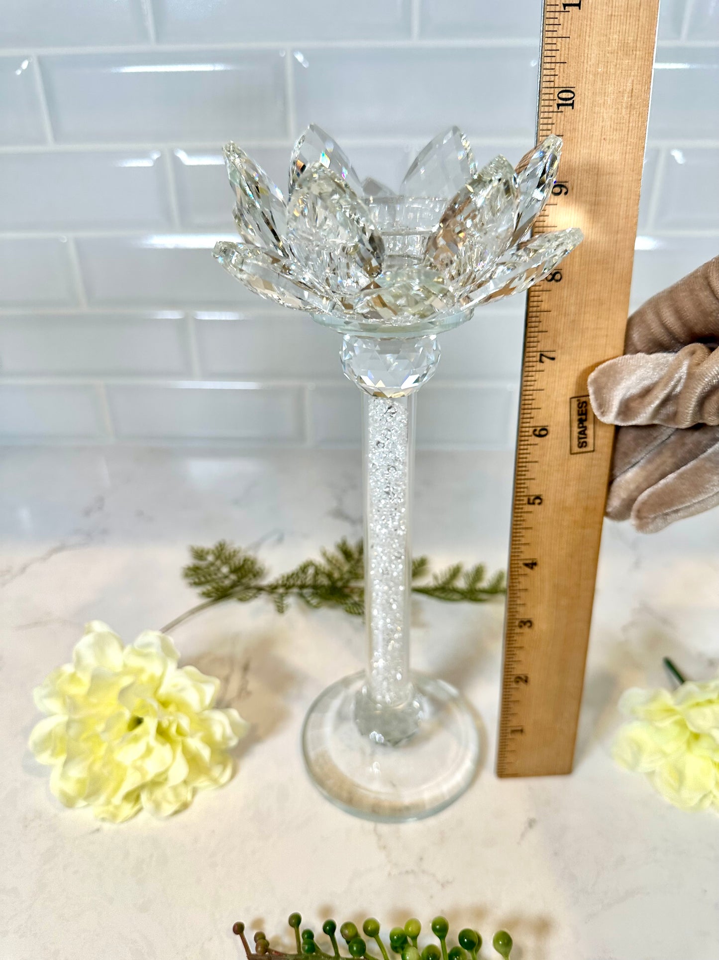 Glass Crystal Sphere and Votive Candle Holder (9.4 inch.)