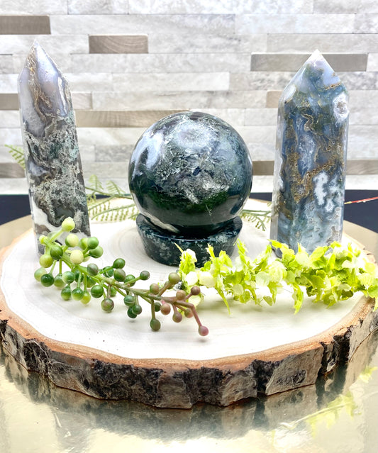 Green Moss Agate Set 1
