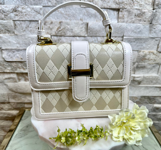 White Argyle Crossbody