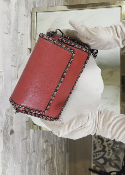 Red Leather and Chained Braided Crossbody