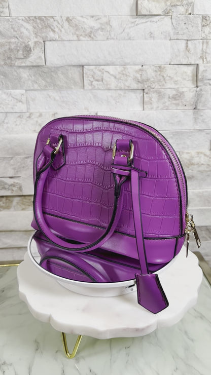 Magenta Croc Satchel Arm/Crossbody taske